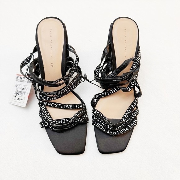 ZARA Love Strappy Block Heel Ope Toe Sandal Size 40 NWT - Picture 4 of 8